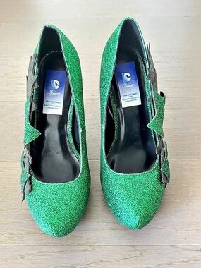 DC Comics Poison Ivy Green Glitter Platform Heels Size 7
